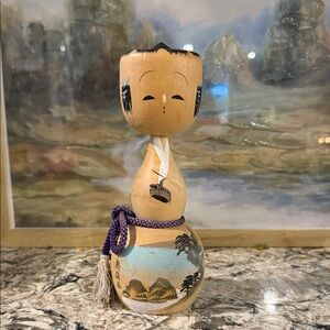 Vintage Kokeshi Doll with Scenic Design